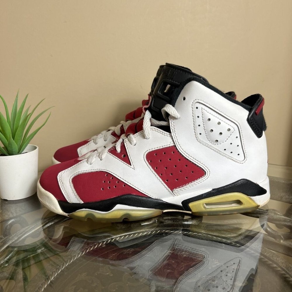Nike Air Jordan 6 Retro Carmine Red White 384665-160 Size 5.5Y / Womens Size 7